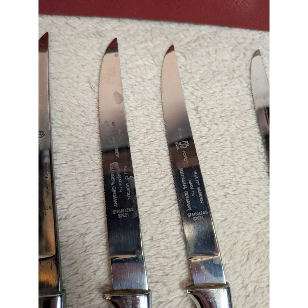 HULL OF MERIDEN Black Forest Steak Knives Set 6pc Solingen Germany Vintage‎